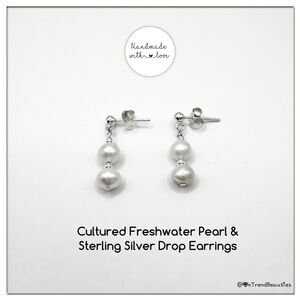 Cultured Freshwater Pearl & Sterling Silver Drop Earrings